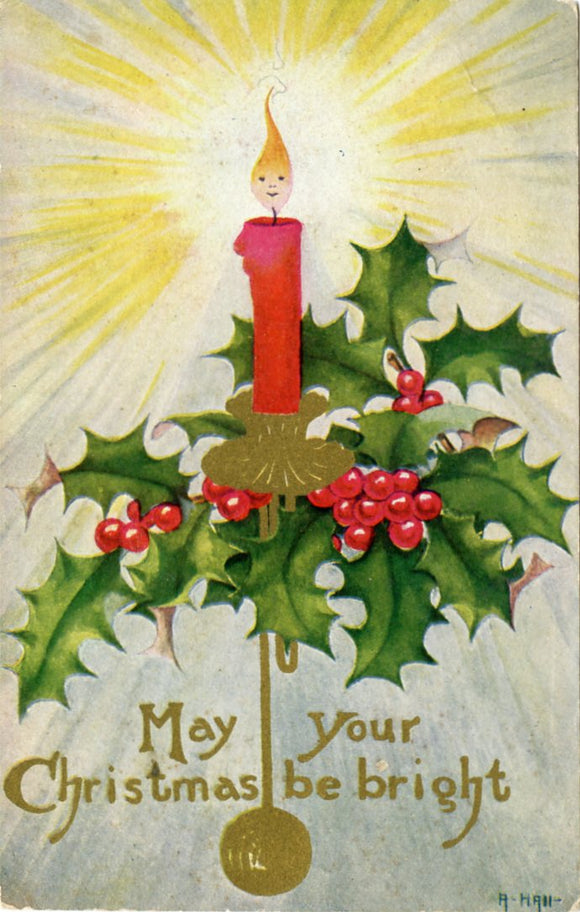 May Your Christmas be Bright, A. Hall Signed-Carey's Emporium