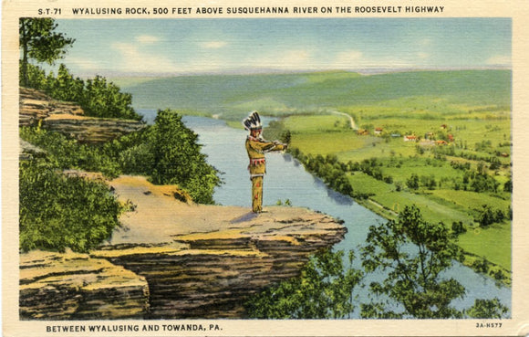 Wyalusing Rock, 500 Feet Above Susquehanna River on the Roosevelt Highway, Between Wyalusing and Towanda, PA-Carey's Emporium