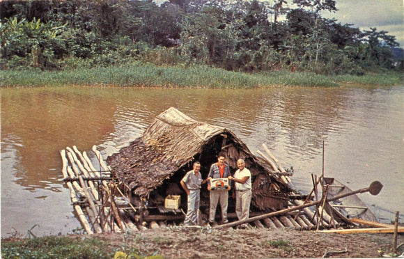 3 American Explorers, on Balsa Raft in Jessonia, Amazon River, in the Jungles of Peru-Carey's Emporium