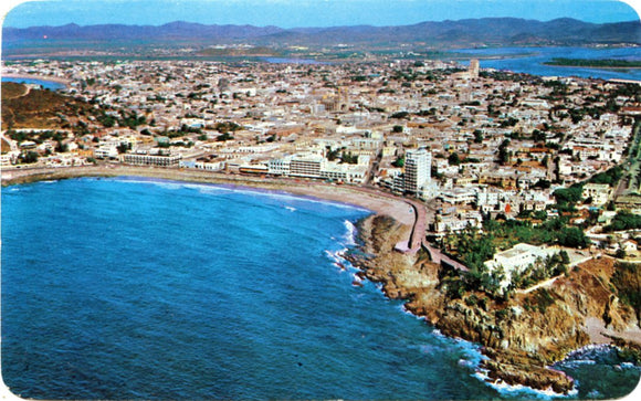 Air View of Olas Altas Beach, in Mazatlan, Mex.-Carey's Emporium