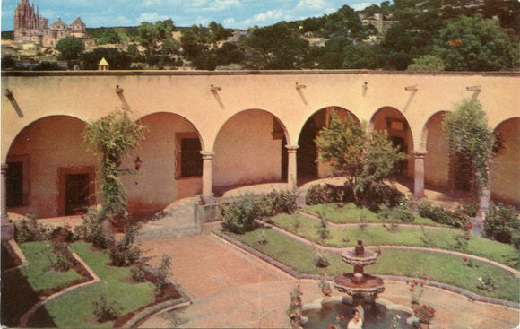 Patio of the San Miguel Allende Institute with a Background View of San Miguel Allende, Gto., Mex.-Carey's Emporium
