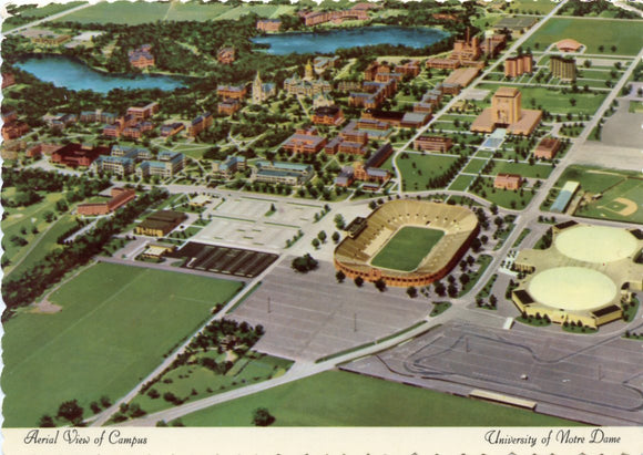 Aerial View of Campus, University of Notre Dame, Notre Dame, IN-Carey's Emporium