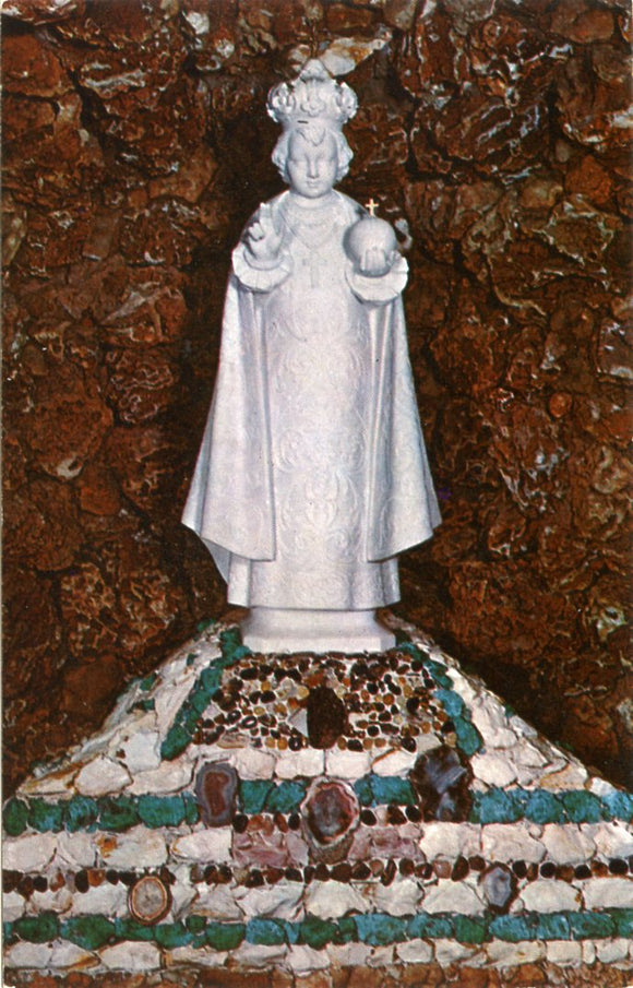 Infant Jesus of Prague Marble Statue in Grotto, Carmelite Shrines, Munster, IN-Carey's Emporium