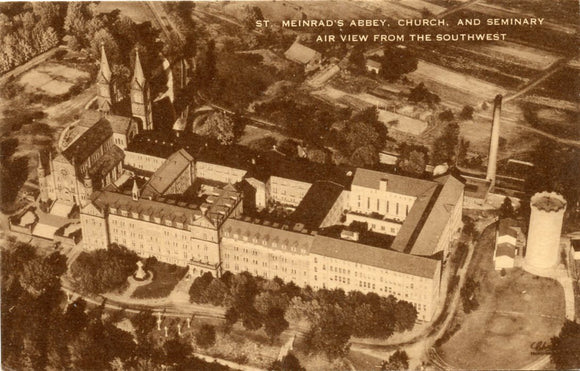 St. Meinrad's Abbey, Church, and Seminary, Air View from the Southwest, Spencer County, IN-Carey's Emporium