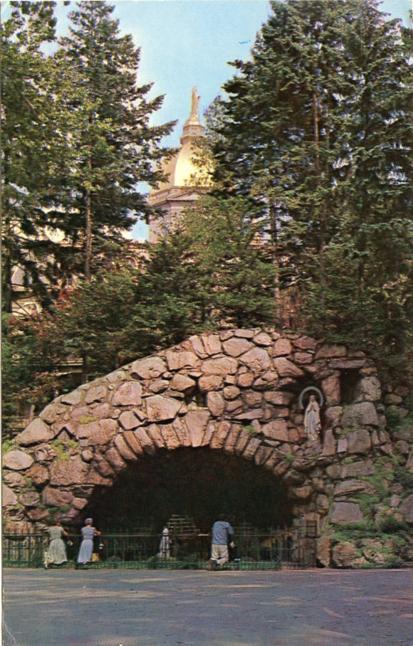 University of Notre Dame Grotto, and View of the Golden Dome, South Bend, IN-Carey's Emporium