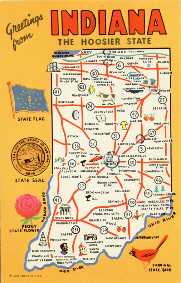 Greetings from Indiana, The Hoosier State-Carey's Emporium
