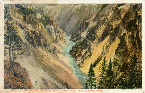 Grand Canyon from Brink of Great Fall, Yellowstone Park-Carey's Emporium