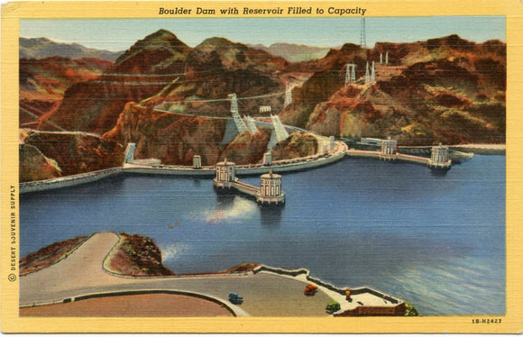 Boulder Dam With Reservoir Filled to Capacity-Carey's Emporium