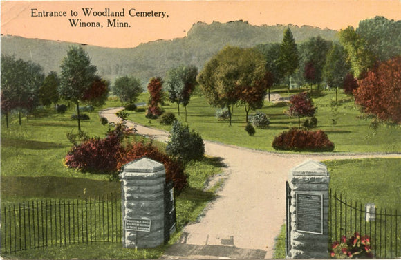 Entrance to Woodland Cemetery, Winona, MN-Carey's Emporium