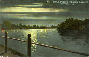 Moonlight Scene at Harbor Entrance, Menasha, WI-Carey's Emporium