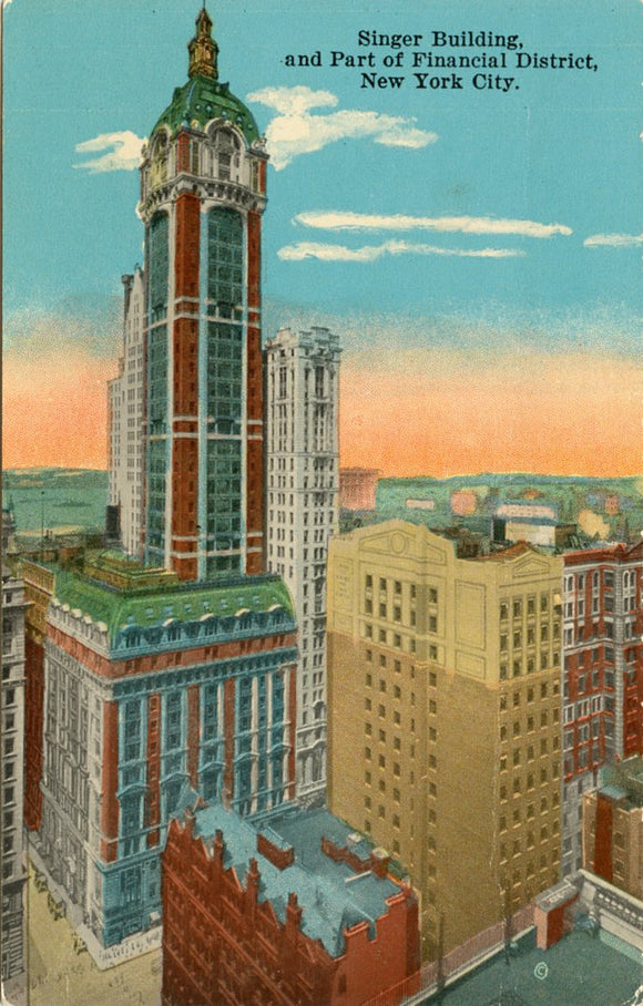 Singer Building, and Part of Financial District, New York City, NY-Carey's Emporium