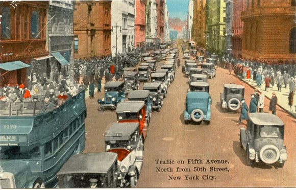 Traffic on Fifth Avenue, North from 50th Street, New York City, NY-Carey's Emporium