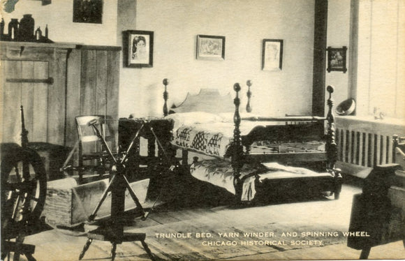 Trundle Bed, Yarn Winder, and Spinning Wheel, Chicago Historical Society, Chicago, IL-Carey's Emporium