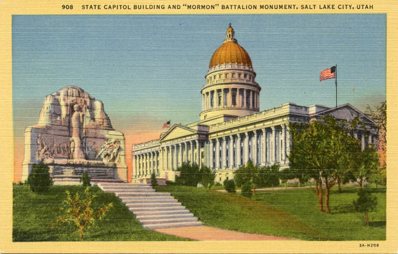State Capitol Building, and Mormon Battalion Monument, Salt Lake City, UT-Carey's Emporium