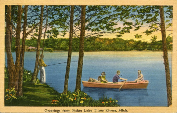 Greetings from Fisher Lake, Three Rivers, MI-Carey's Emporium