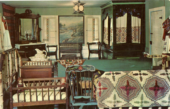 Bedroom, showing master bed in corner, Little Norway The Valley of the Elves, Blue Mounds, WI-Carey's Emporium