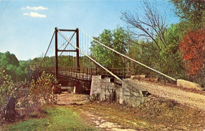 Old Time Swinging Bridge Across Osage River-Carey's Emporium