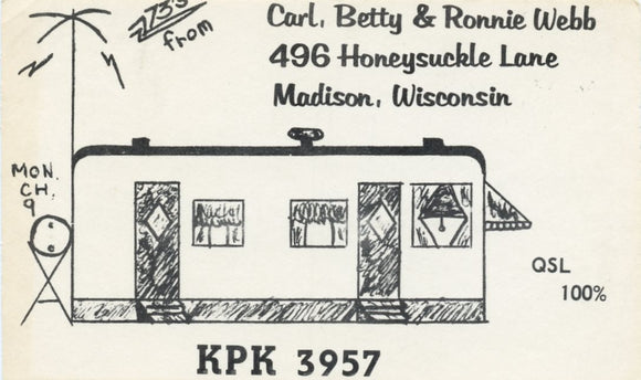 KPK 3957, Carl, Betty and Ronnie Webb, 496 Honeysuckle Lane, Madison, WI-Carey's Emporium