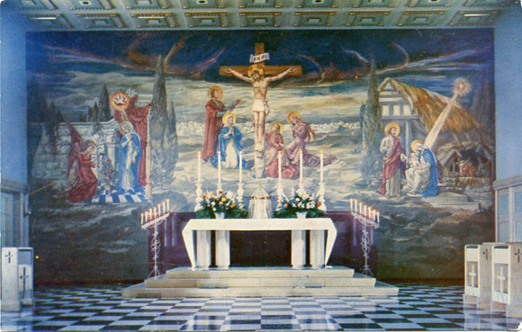 Altar and Mural of Immaculate Conception Church, Ridge and Morningside Avenues, Sioux City, IA-Carey's Emporium