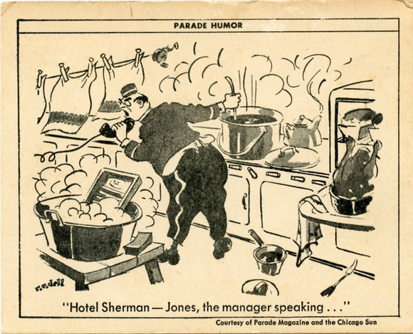 Hotel Sherman, Jones, the Manager Speaking, Parade Humor-Carey's Emporium