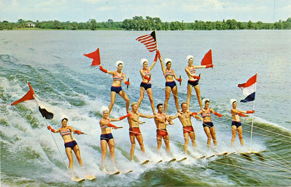 The Pyramid is one of the Thrills of the Ski Show at at Florida's Fabulous Cypress Gardens, FL-Carey's Emporium