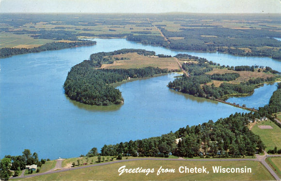 Chain of Lakes Air View, Greetings from Chetek, WI-Carey's Emporium