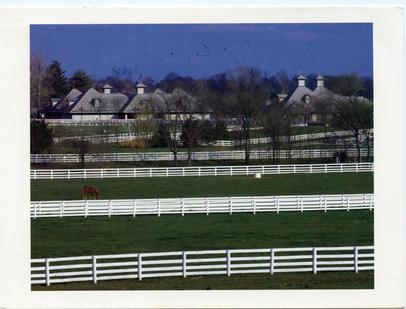 From Interstate 75 North of Lexington, Traditional White Fences and the Distant Buildings Glow in the Late Afternoon Light at the Kentucky Horse Park-Carey's Emporium