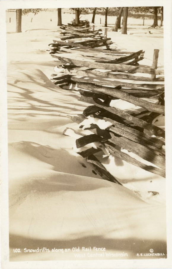 Snowdrifts Along an Old Rail Fence, West Central Wisconsin-Carey's Emporium