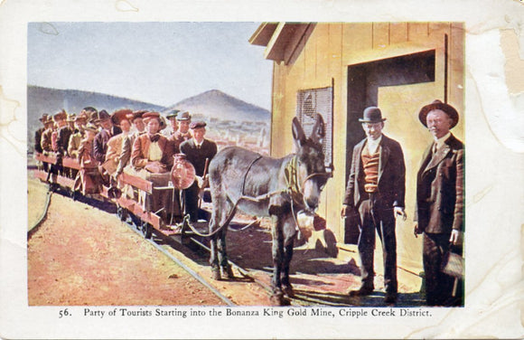 Party of Tourists Starting into the Bonanza King Gold Mine, Cripple Creek District-Carey's Emporium
