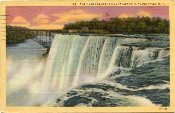 American Falls from Luna Island, Niagara Falls, NY-Carey's Emporium