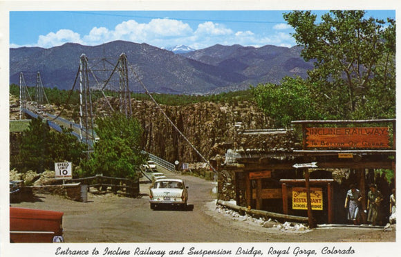 Entrance to Incline Railway and Suspension Bridge, Royal Gorge, CO-Carey's Emporium