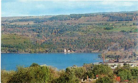 Looking Down on the Southern Tip of Seneca Lake Over the Town of Watkins Glen, NY-Carey's Emporium
