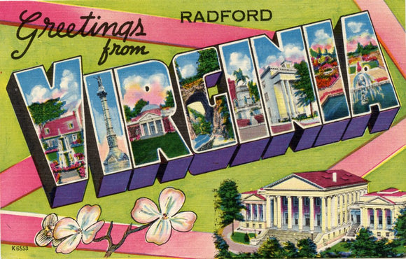 Greetings from Radford, VA Large Letter-Carey's Emporium