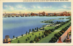 Charles River Esplanade, Showing West Boston Bridge, Boston, MA-Carey's Emporium