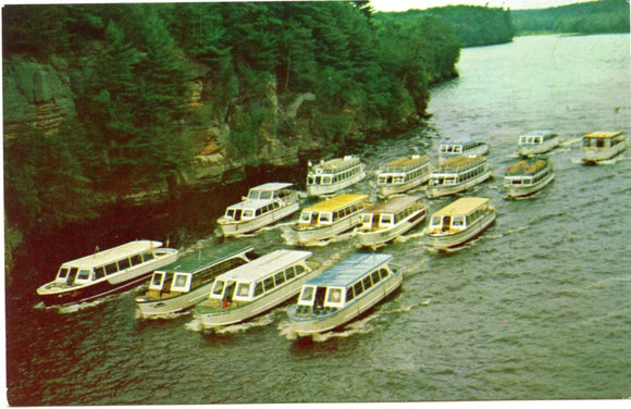 Upper Dells Sightseeing Fleet on Review, Dells of the Wisconsin River, Wisconsin Dells, WI-Carey's Emporium