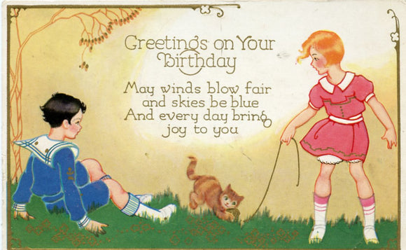 Greetings on Your Birthday, May Winds Blow Fair, and Skies be Blue, And Every Day Bring, Joy to You-Carey's Emporium