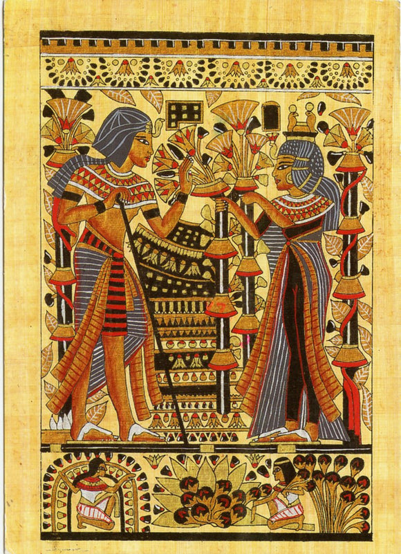 Ankhesenamun Offering Two Bouquets to Her Husband Tutankhamun, Egypt-Carey's Emporium