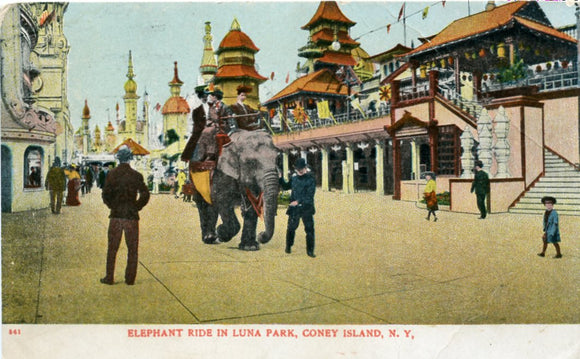 Elephant Ride in Luna Park, Coney Island, NY-Carey's Emporium