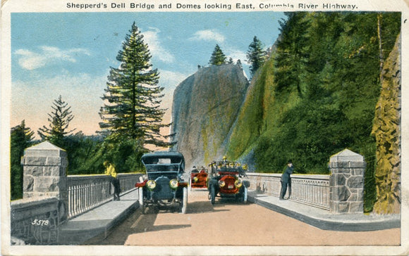 Shepperd's Dell Bridge and Domes Looking East, Columbia River Highway, OR-Carey's Emporium
