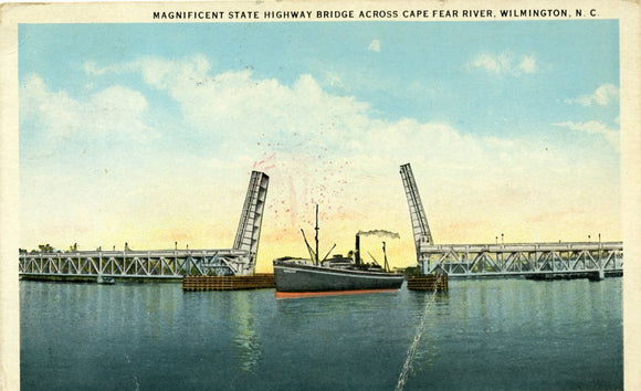 Magnificent State Highway Bridge Across Cape Fear River, Wilmington, NC-Carey's Emporium