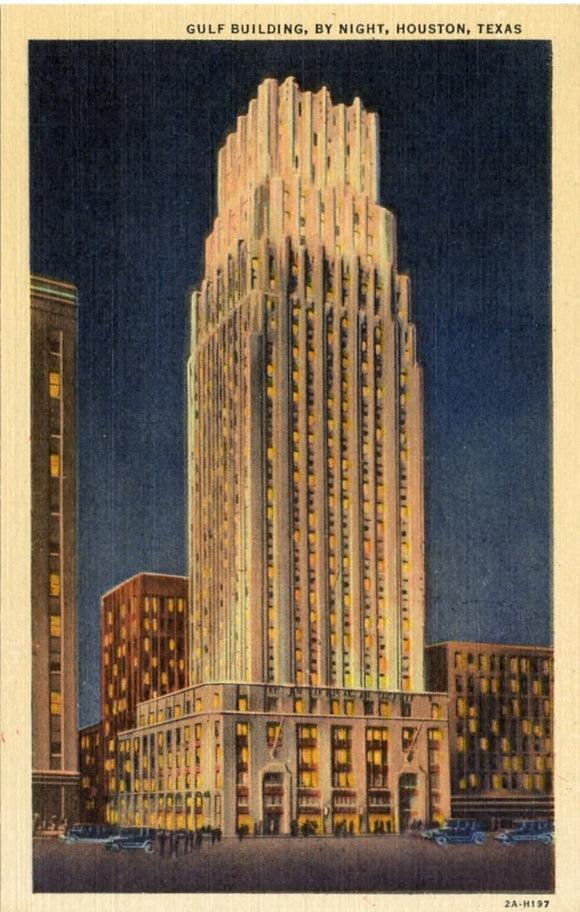 Gulf Building, by Night, Houston, TX [Postcard]