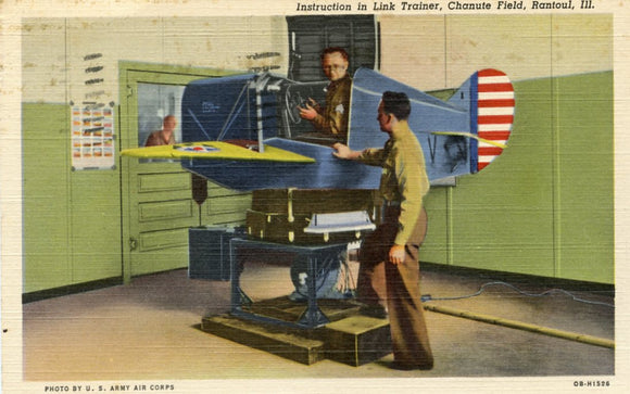 Instruction in Link Trainer, Chanute Field, Rantoul, IL [Postcard]