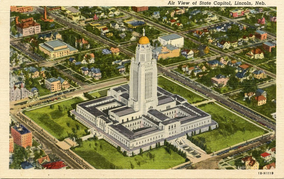 Air View of State Capitol, Lincoln, NE [Postcard]