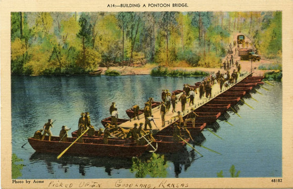 Building a Pontoon Bridge [Postcard]