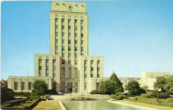 Houston City Hall and Reflection Pool, Houston, TX [Postcard]