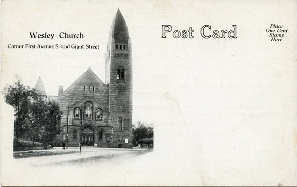 Wesley Church, Corner First Avenue S. and Grant Street, Minneapolis, MN [Postcard]