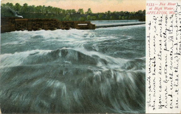 Fox River at High Water, Appleton, WI [Postcard]