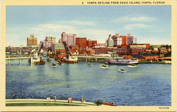 Tampa Skyline from Davis Island, Tampa, FL [Postcard]