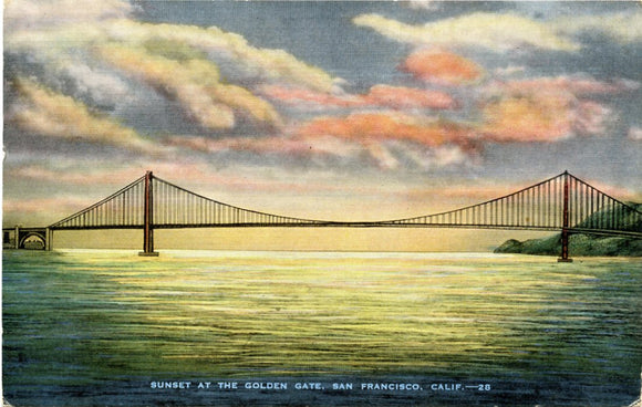 Sunset at the Golden Gate, San Francisco, CA [Postcard]