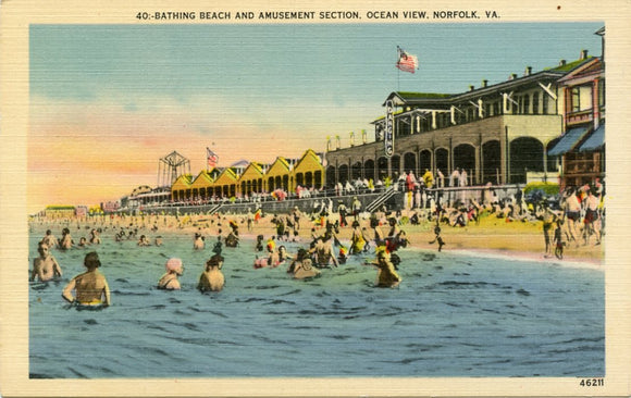 Bathing Beach and Amusement Section, Ocean View, Norfolk, VA [Postcard]